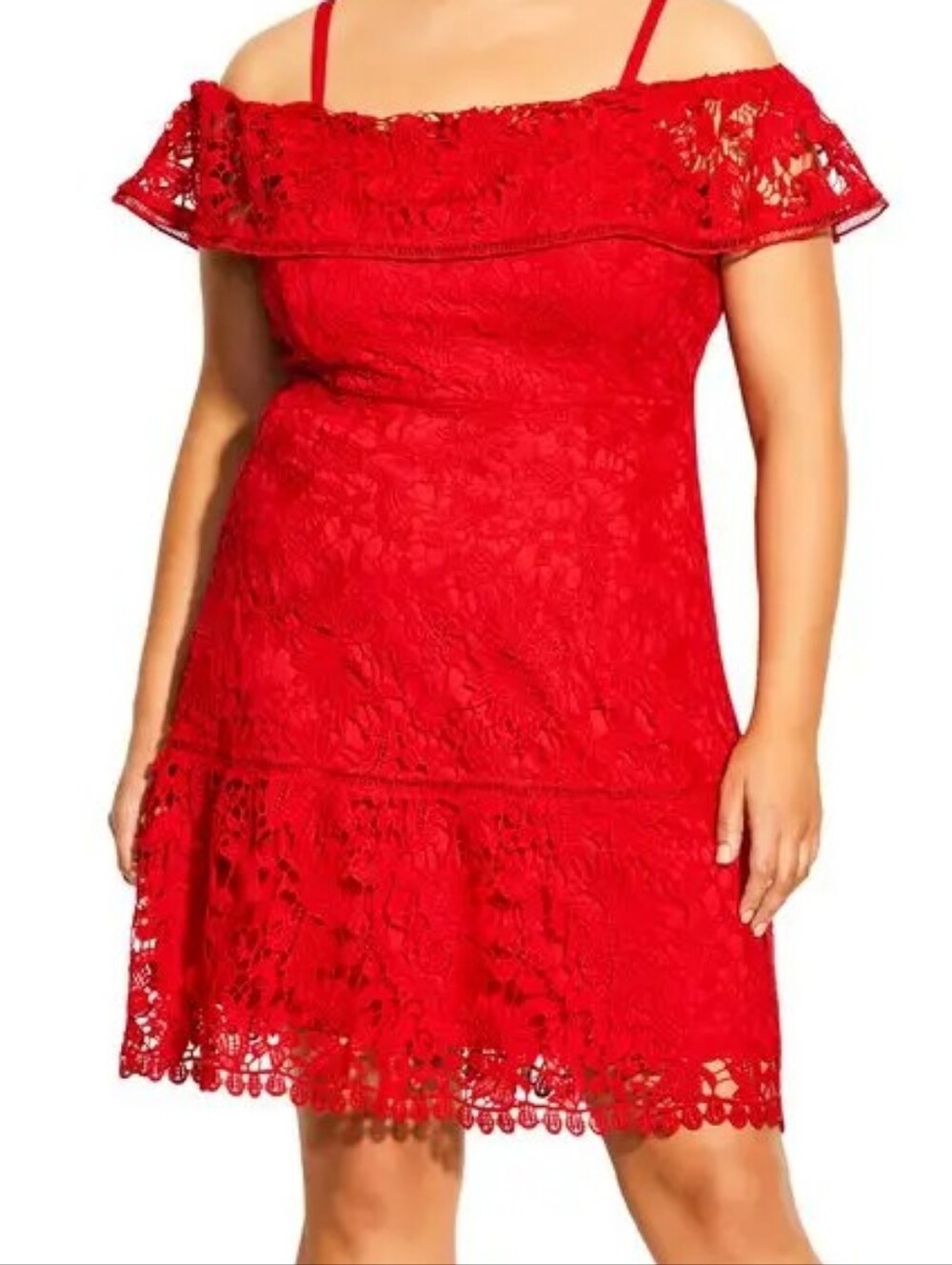 Chico's Off-Shoulder Red Lace Dress